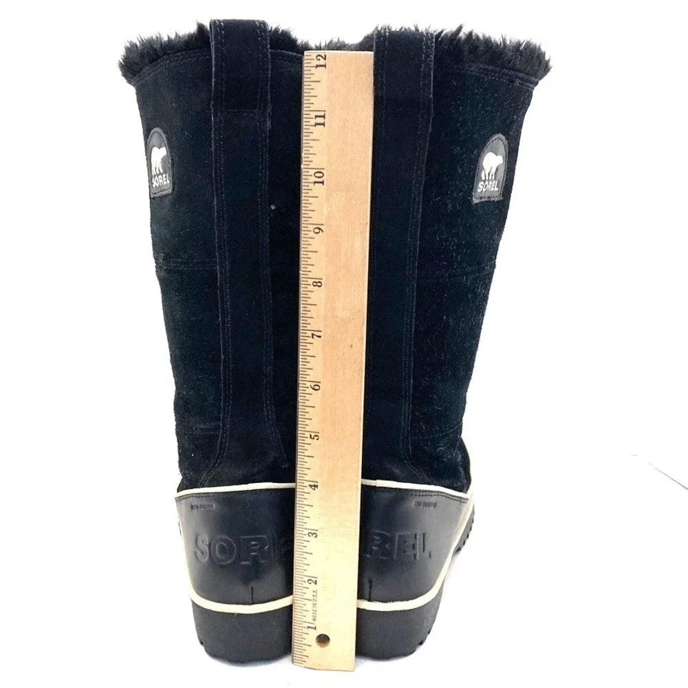 SOREL Waterproof Tivoli High‎ II Winter Boots Black Suede Womens 6.5 Lace Up